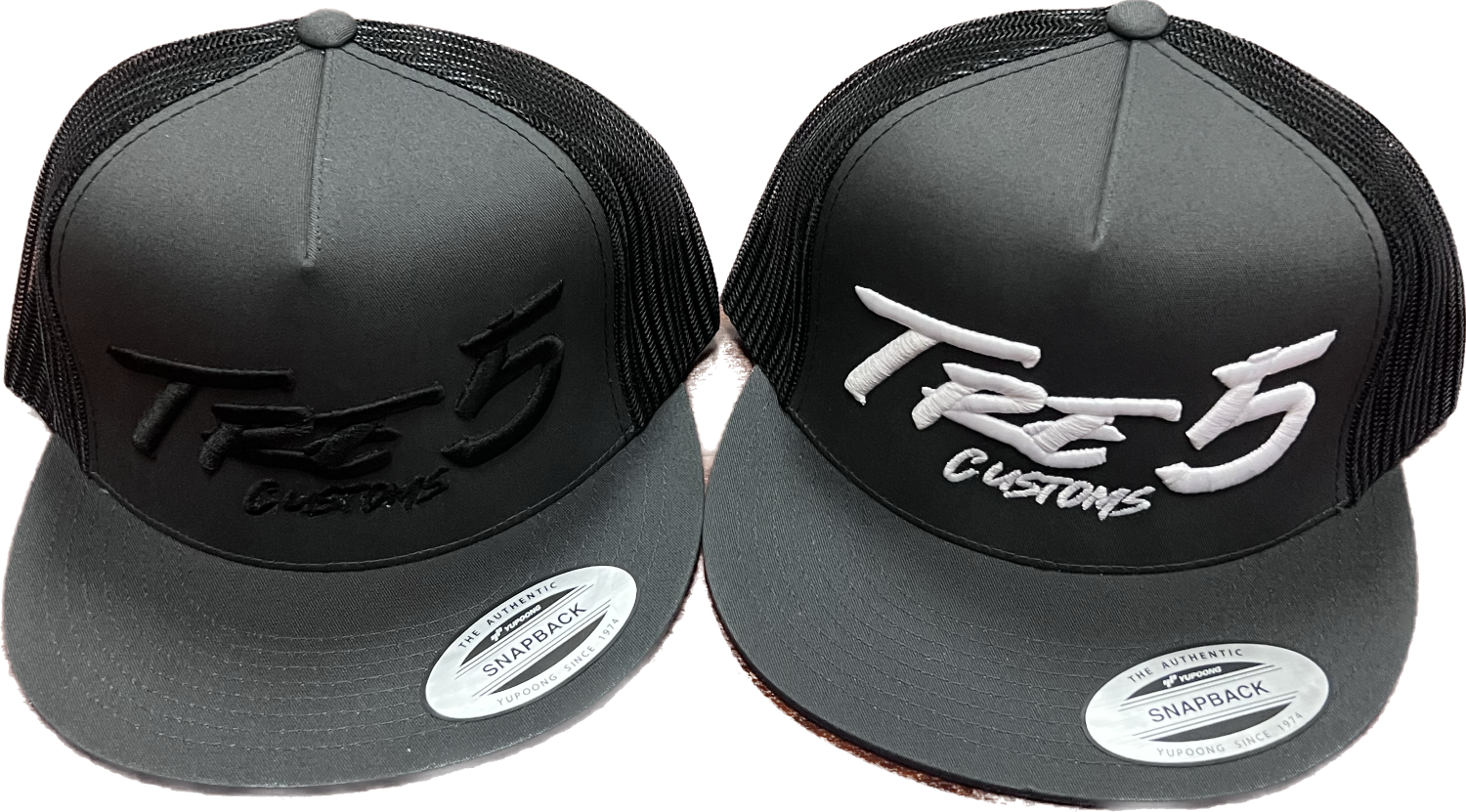 Grey/ Black Puff Embroidery Hat